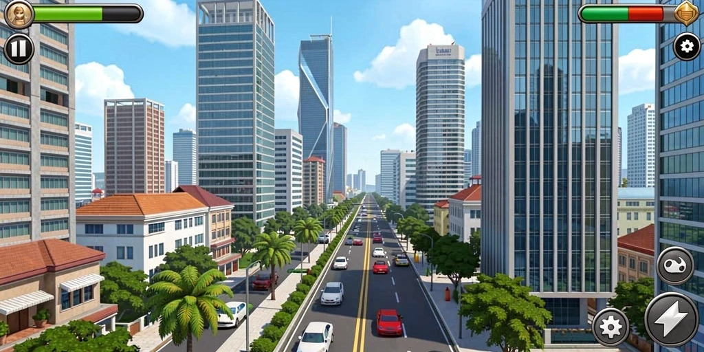 Tampilan awal permainan dengan karakter menarik.