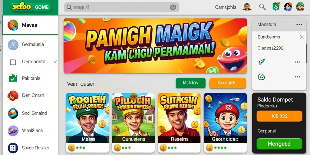 Tampilan awal aplikasi SURGAVIP yang menarik dan penuh warna.
